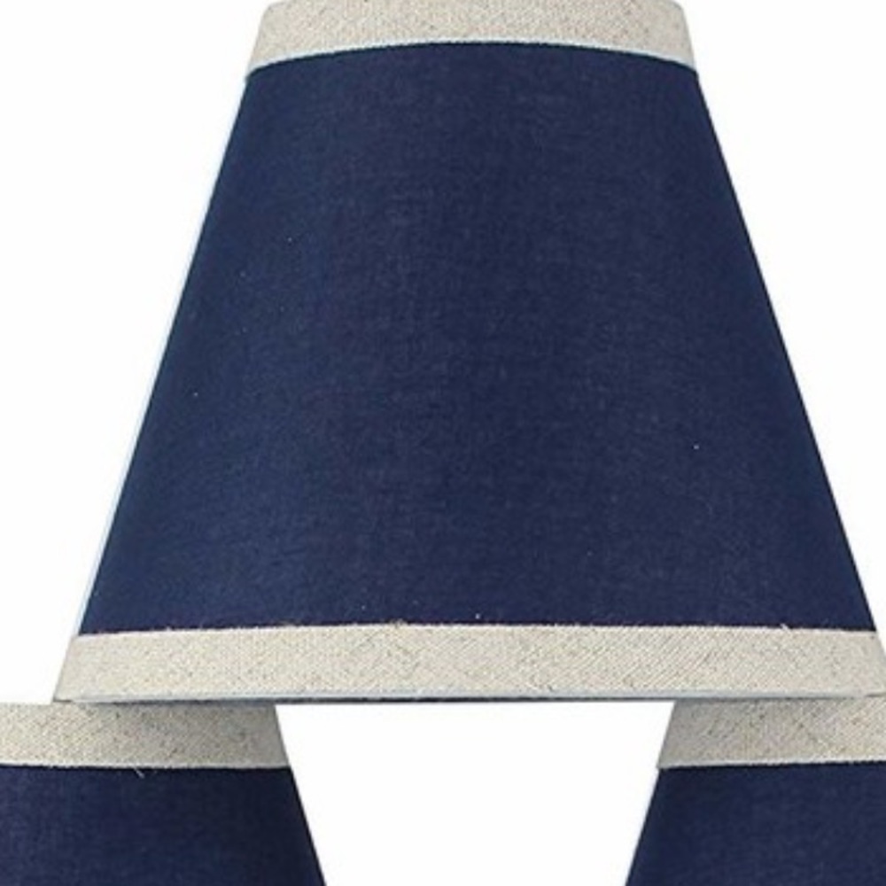 Navy Blue 3x6x5" Cotton Chandelier
Shade With Natural Trim, Set of 4